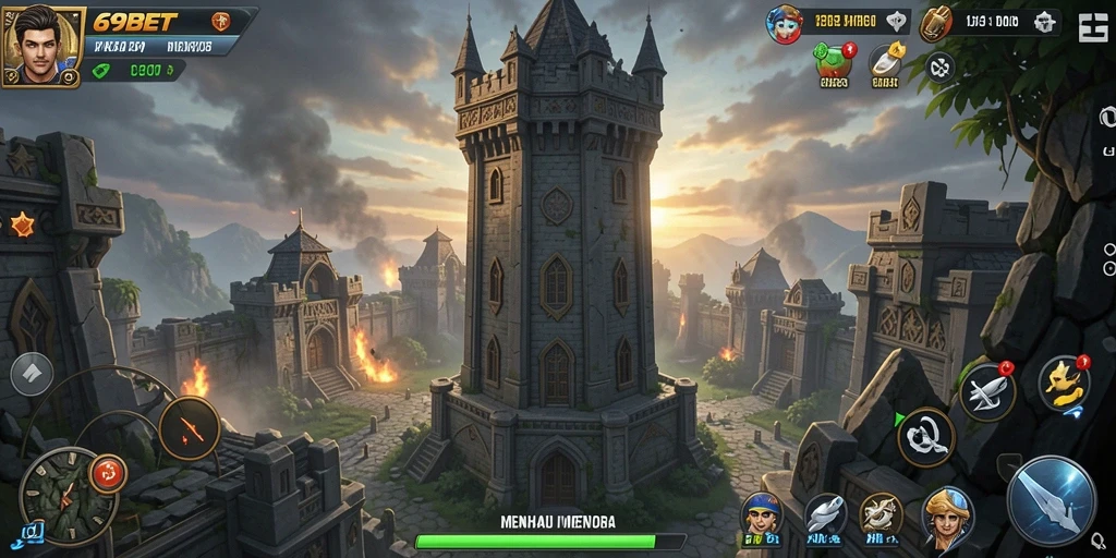 Tampilan menarik dari gameplay Tower Defense di 69BET.