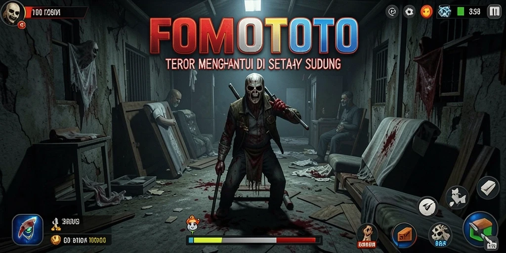 Screenshot FOMOTOTO menampilkan suasana mencekam dan gameplay yang mendebarkan.