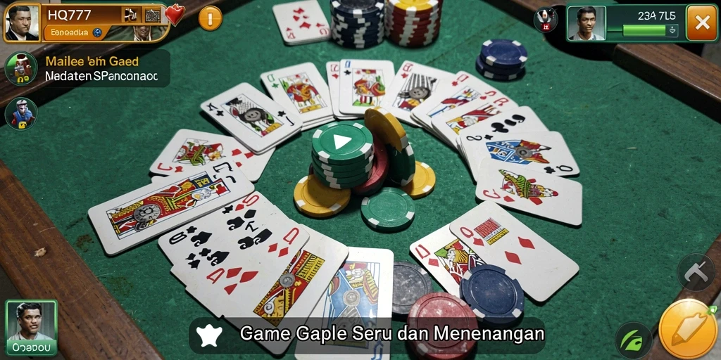 Tampilan gameplay seru dari HQ777 dalam permainan Gaple.