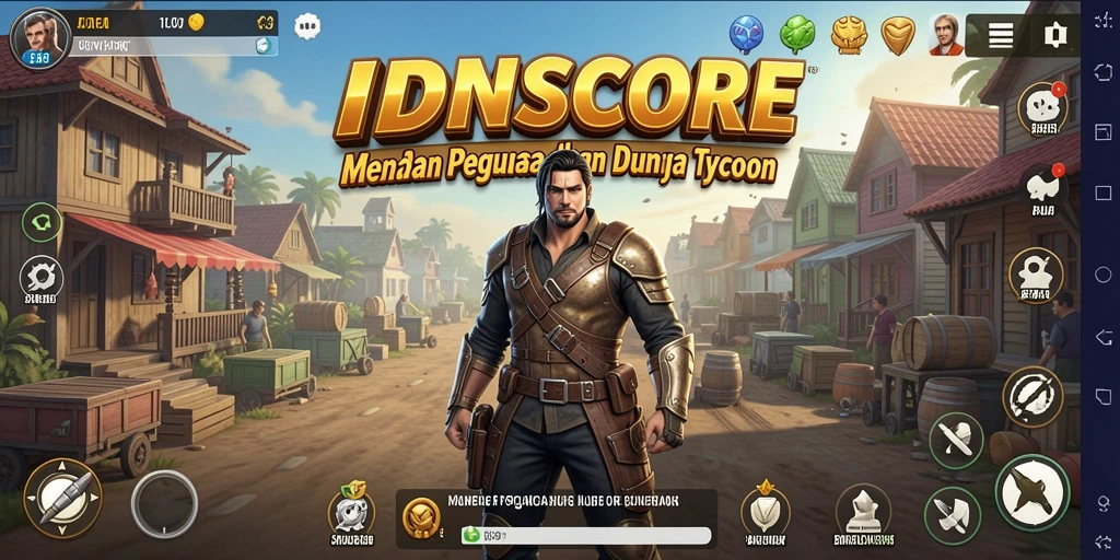 Tampilan gameplay menarik dari IDNSCORE dengan elemen Tycoon.