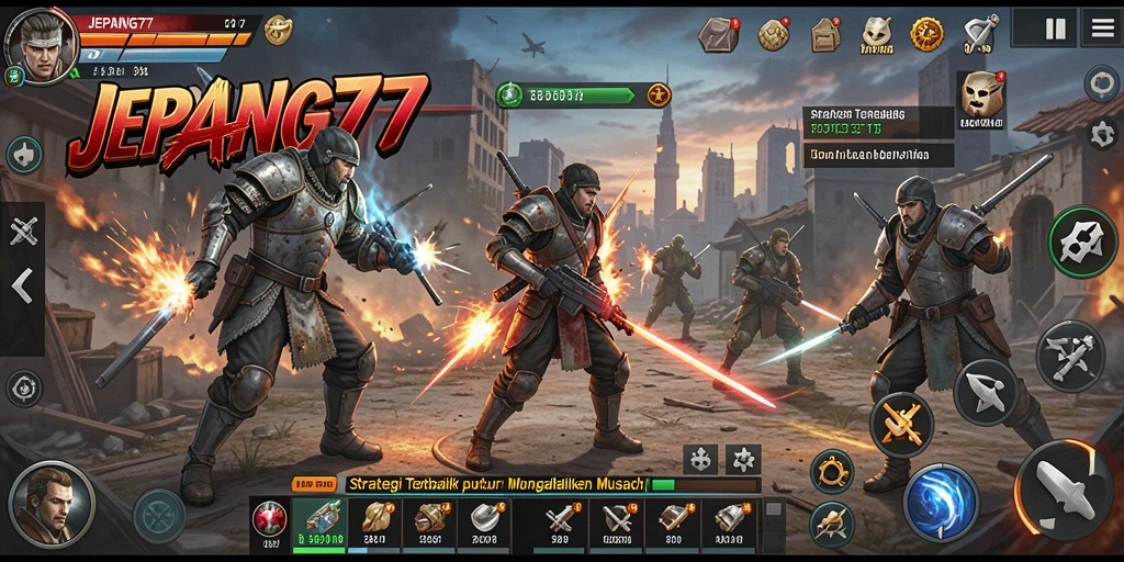 Screenshot menunjukkan momen strategi mendebarkan dalam JEPANG77.