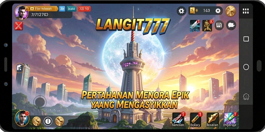 Gameplay LANGIT777 menunjukkan pertempuran seru dalam Tower Defense.