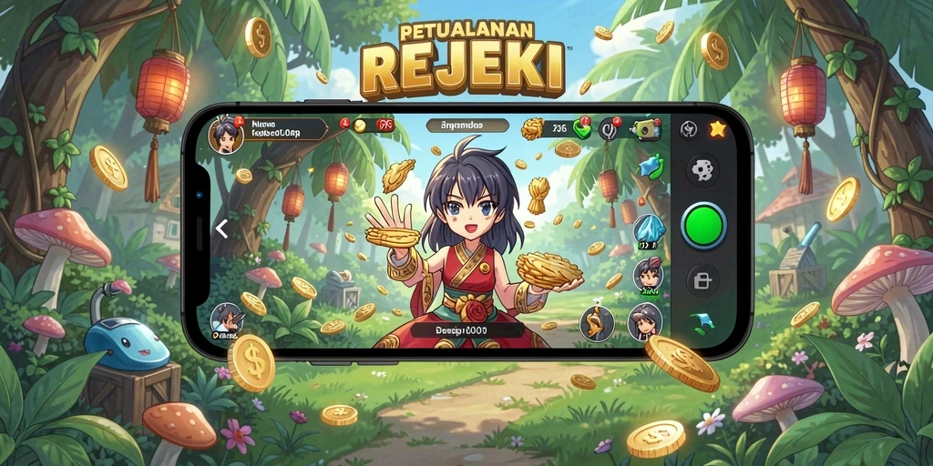 Screenshot gameplay REJEKI menampilkan pertarungan seru dan karakter anime menarik.