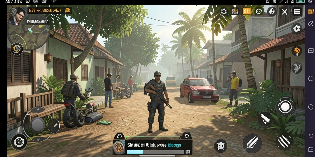 Gameplay XE77 yang menampilkan interaksi karakter dan misi beragam.